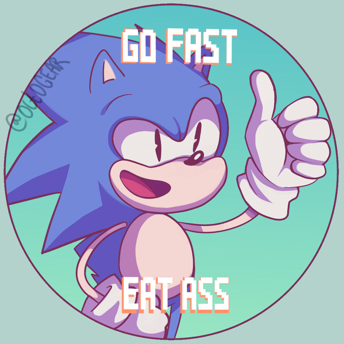 Sonic The Hedgehog - Go Fast Eat Ass Button Pin