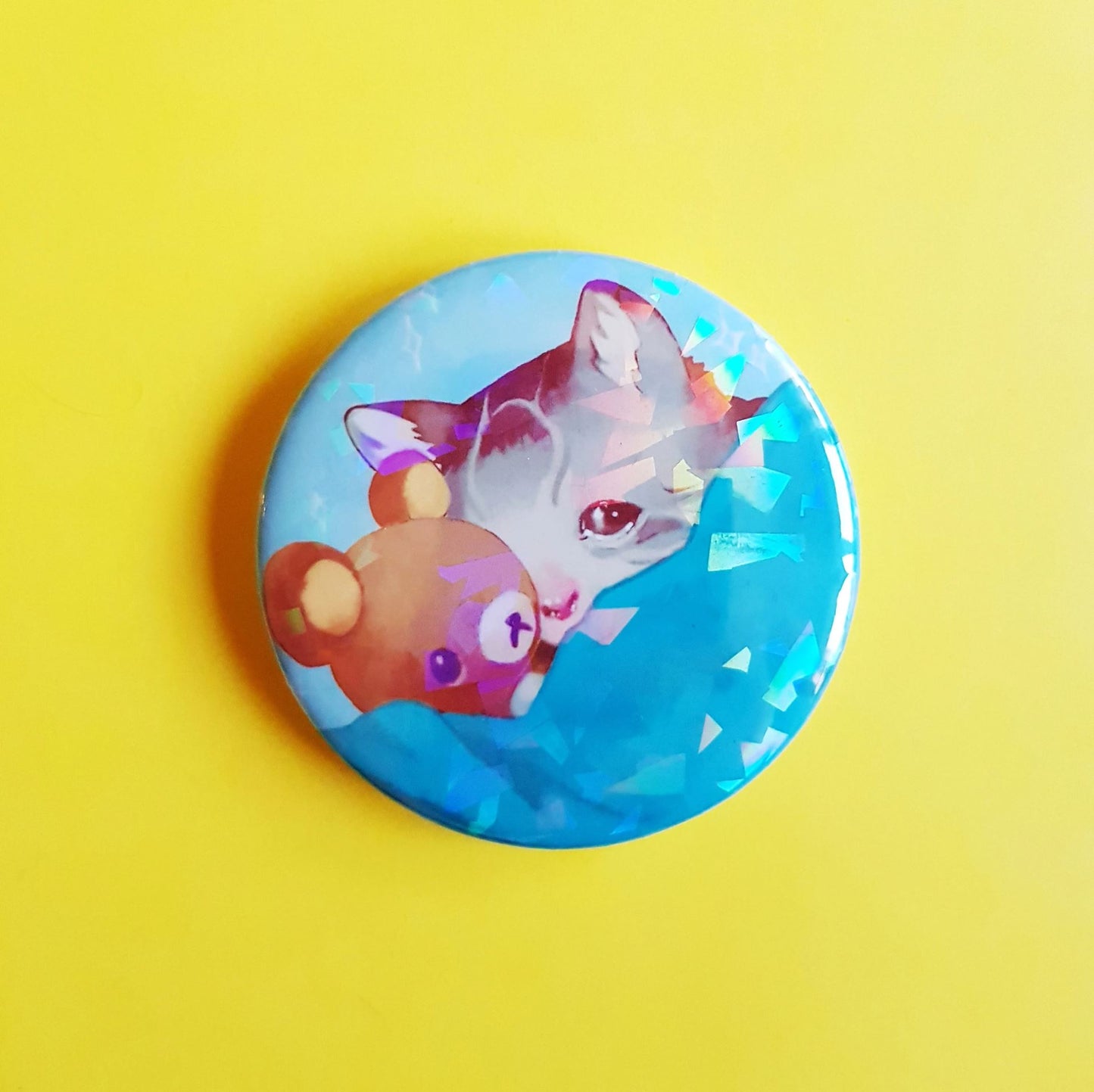 Cry Cat Button Pin