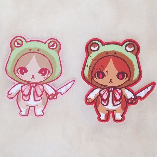 Frog Cat Kiss Cut Vinyl Stickers