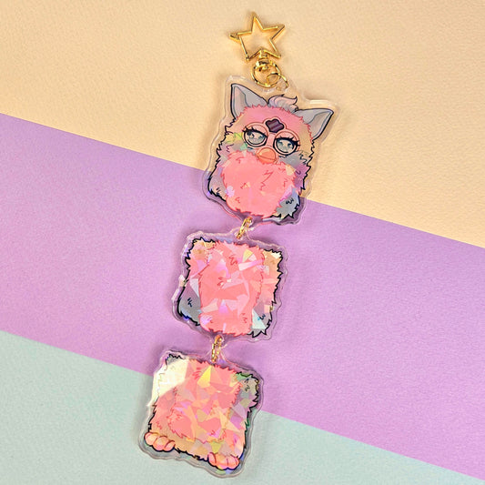 Long Furby - 3 'Jointed' Double Sided Holographic Acrylic Charm